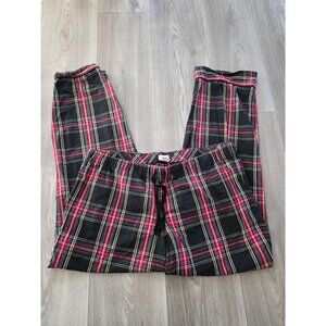 J. Crew Mens Plaid Pajama Pants L Black/Red Cotton Elastic Waistband Drawstring